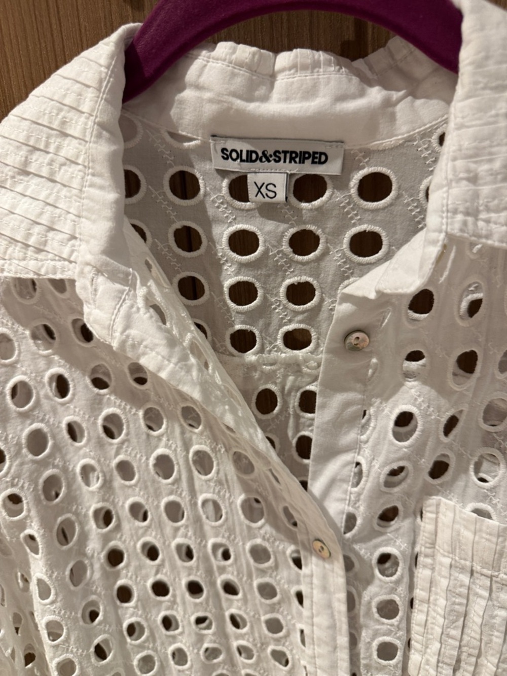 SOLID & STRIPED White Eyelet Button-Up Blouse